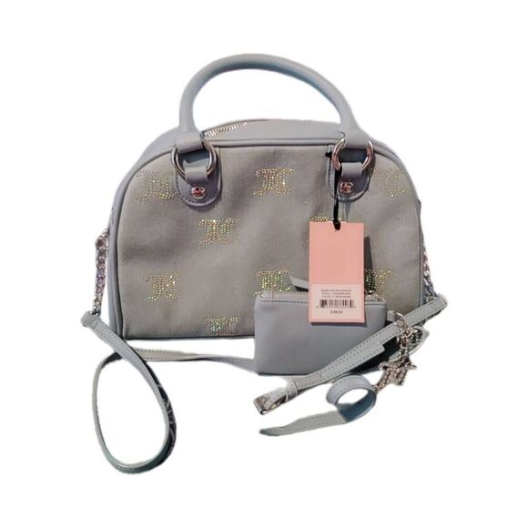 NWT~JUICY COUTURE Lt. Wash Denim Taking the Lead Bowler Style Satchel Bag - Picture 1 of 4